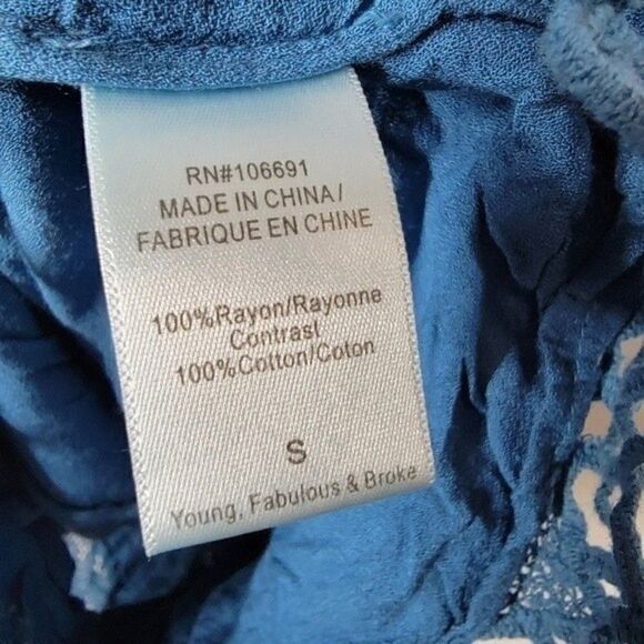 YOUNG FABULOUS & BROKE Blue Sloan Ombré Off-the-shoulder Short Jumpsuit Size S - Picture 4 of 10